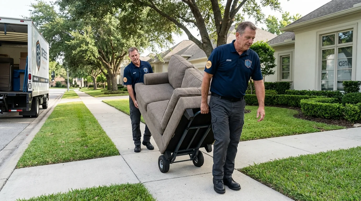 Local residential moving crew loading furniture in Onalaska, WI